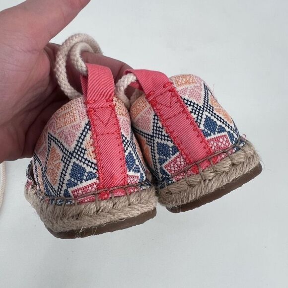 Toms Womens Lace-Up Katalina Chambray Espadrilles Flat Shoes Blue Pink Size 8.5W - Picture 3 of 9